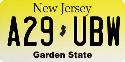 NJ license plate A29UBW