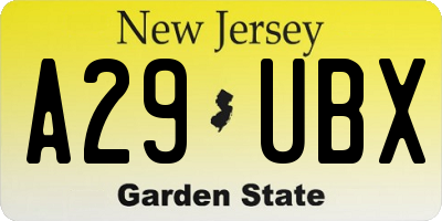 NJ license plate A29UBX