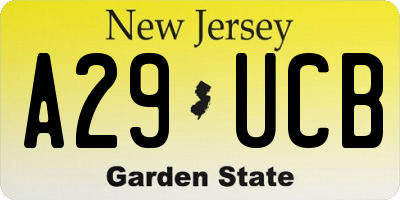 NJ license plate A29UCB