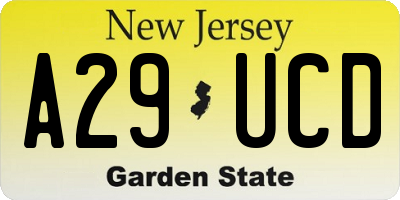 NJ license plate A29UCD