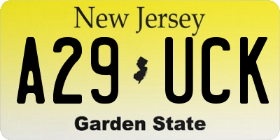 NJ license plate A29UCK