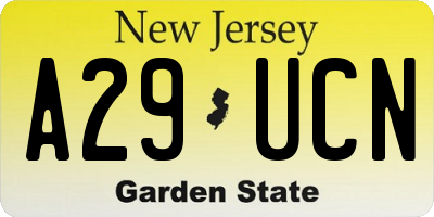 NJ license plate A29UCN