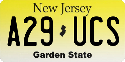 NJ license plate A29UCS
