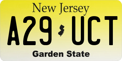 NJ license plate A29UCT