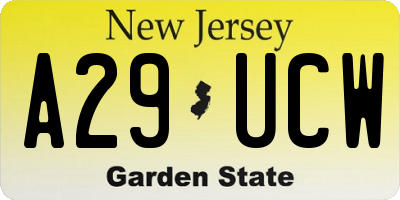 NJ license plate A29UCW