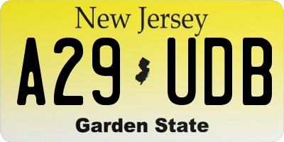 NJ license plate A29UDB