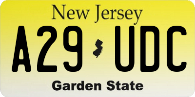 NJ license plate A29UDC
