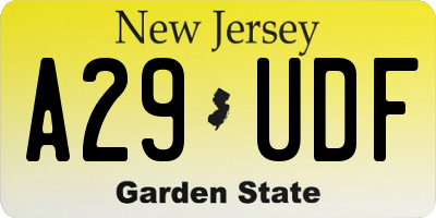 NJ license plate A29UDF