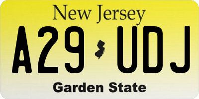 NJ license plate A29UDJ