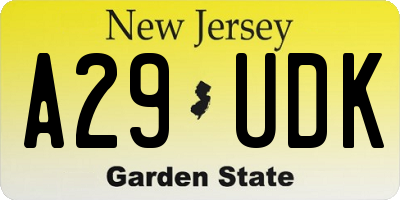 NJ license plate A29UDK