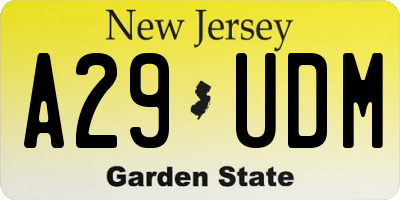 NJ license plate A29UDM