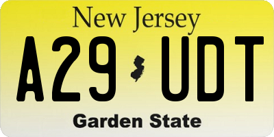 NJ license plate A29UDT