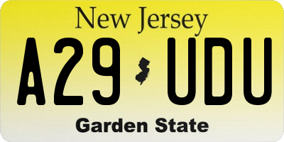 NJ license plate A29UDU