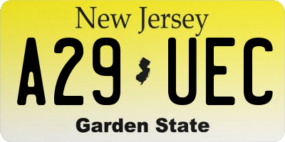 NJ license plate A29UEC