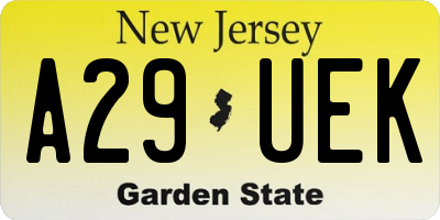 NJ license plate A29UEK