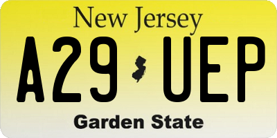 NJ license plate A29UEP