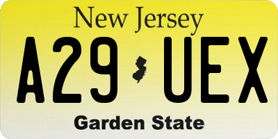 NJ license plate A29UEX