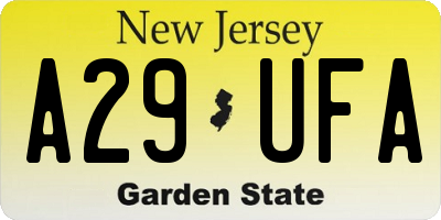 NJ license plate A29UFA