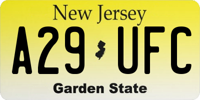 NJ license plate A29UFC