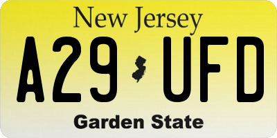 NJ license plate A29UFD