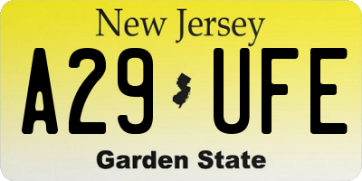 NJ license plate A29UFE