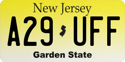 NJ license plate A29UFF