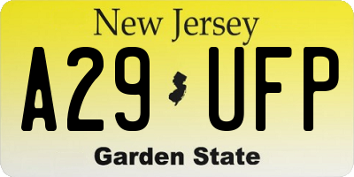 NJ license plate A29UFP