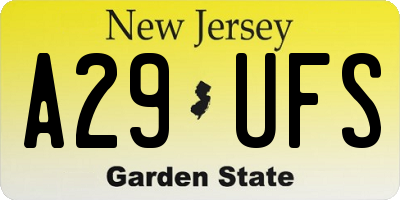 NJ license plate A29UFS