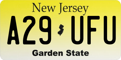 NJ license plate A29UFU