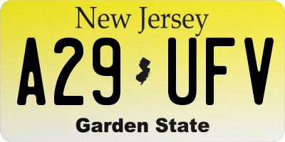 NJ license plate A29UFV
