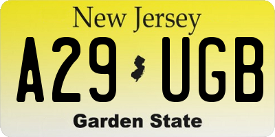 NJ license plate A29UGB