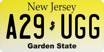 NJ license plate A29UGG