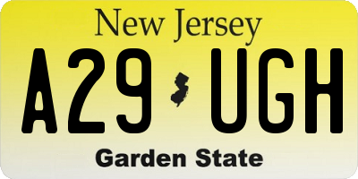 NJ license plate A29UGH