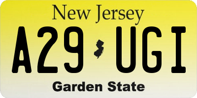 NJ license plate A29UGI