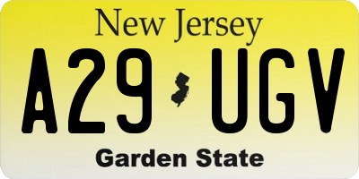 NJ license plate A29UGV