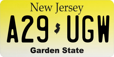 NJ license plate A29UGW