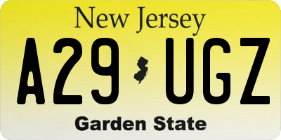NJ license plate A29UGZ
