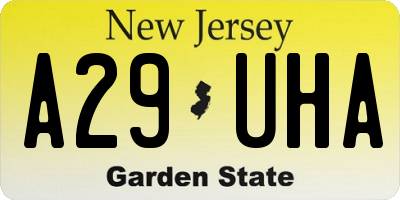 NJ license plate A29UHA