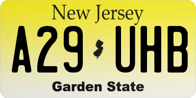 NJ license plate A29UHB