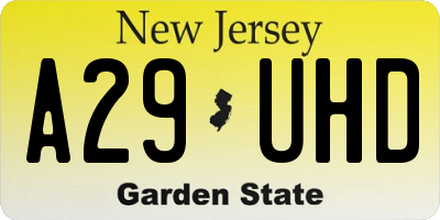 NJ license plate A29UHD