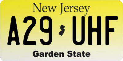 NJ license plate A29UHF