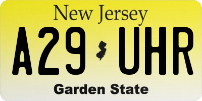 NJ license plate A29UHR