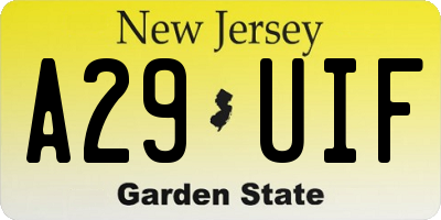 NJ license plate A29UIF