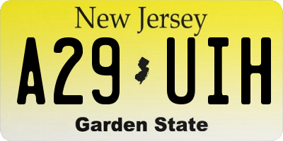 NJ license plate A29UIH