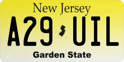 NJ license plate A29UIL