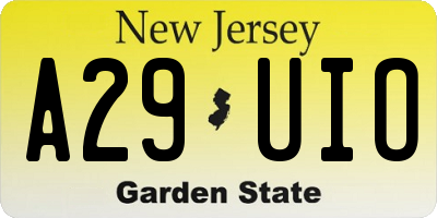 NJ license plate A29UIO