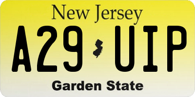 NJ license plate A29UIP