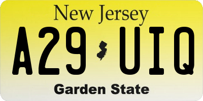 NJ license plate A29UIQ