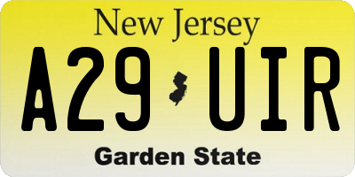 NJ license plate A29UIR