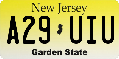 NJ license plate A29UIU